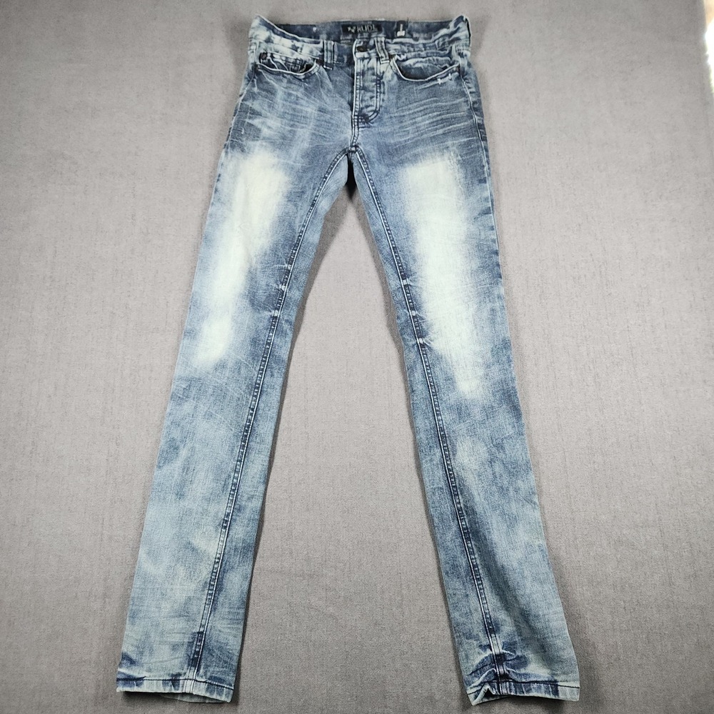 Rude Jeans Mens Size 26x32 Blue‎ Super Skinny Stretch Pockets Button Fly